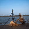 Camping Tripod Board with Adjustable Chain for Hanging Cookware