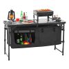 VEVOR Camping Kitchen Table, Folding Outdoor Cooking Table, 3 Adjustable Heights, Aluminum Lightweight Portable Cook Station with Storage Organizer