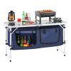 VEVOR Camping Kitchen Table, Folding Outdoor Cooking Table, 3 Adjustable Height, Aluminum Lightweight Portable Cook Station with Storage Organizer