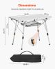 VEVOR Folding Camping Table, Portable Roll Up Side Tables, Lightweight Aluminum Beach Table with Adjustable Height, Top Mesh Layer and Carry Bag