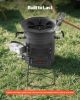 VEVOR Camping Rocket Stove, Wood Burning Portable Rocket Stove with Carrying Bag for Backpacking, SPCC Steel, Double Door, Burn Twigs