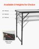 VEVOR Camping Kitchen Table, Folding Outdoor Cooking Table, 3 Adjustable Heights, Aluminum Lightweight Portable Cook Station with Storage Organizer