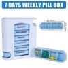 Weekly Pill Organizer with 28 Compartments - Detachable, Sealed Medicine Storage Box for Pills & Candy - White/Blue