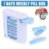 Weekly Pill Organizer with 28 Compartments - Detachable, Sealed Medicine Storage Box for Pills & Candy - White/Blue