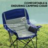 Padded Camping Chair for Adults, Portable Folding Camping Chair with Side Pockets, Cup Holders, Carry Bag, Light Gray