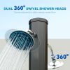 9.2 Gallon Slolar Heated Outdoor Shower with 2 Free-Rotating Shower Heads & Foot Showers for Poolside Beach Spa, 7.1ft