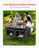 VEVOR Camping Kitchen Table, Folding Outdoor Cooking Table, 3 Adjustable Heights, Aluminum Lightweight Portable Cook Station with Storage Organizer