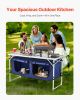 VEVOR Camping Kitchen Table, Folding Outdoor Cooking Table, 3 Adjustable Height, Aluminum Lightweight Portable Cook Station with Storage Organizer