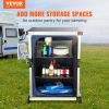 VEVOR Camping Kitchen Table, Pop-up Aluminum Portable Folding Cook Station w/ 3-Tier Storage Organizer, Side Pocket & Carrying Bag