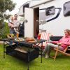 220 lb Capacity Foldable Camping Table | Aluminum Top & Steel Frame with Mesh Basket | Portable BBQ/Picnic/Beach Table Includes Carry Bag