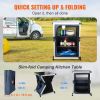 VEVOR Camping Kitchen Table, Pop-up Aluminum Portable Folding Cook Station w/ 3-Tier Storage Organizer, Side Pocket & Carrying Bag