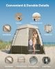 VEVOR Camping Shower Tent, 2-Room Foldable Privacy Tent Changing Room with Ground Stakes, Ropes, Carry Bag, and Crossbar