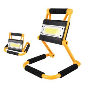1Pack LED Working Light High Lumen Rechargeable Floodlight Portable Foldable Camping Light With 360�� Rotation Stand (Color: Yellow)