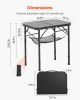 VEVOR Folding Camping Table, Adjustable Height Portable Side Tables, Aluminum MDF Beach Table with Mesh Layer, Carrying Handle