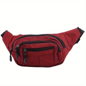 Men's And Women's Large-capacity Wear-resistant Sports Waist Bag Casual Bag Shoulder Chest Bag Light Sports Travel Bag Men's Messenger Backpack Waist (Color: Red)